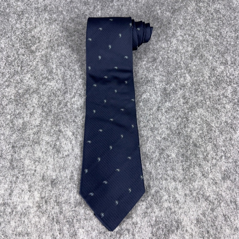 Etro Necktie Men Navy Blue Silk Micro Paisley Made in Italy Designer Luxury‎